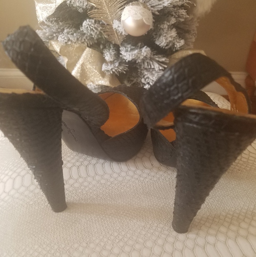 Report leather  snake skin slingback heels
